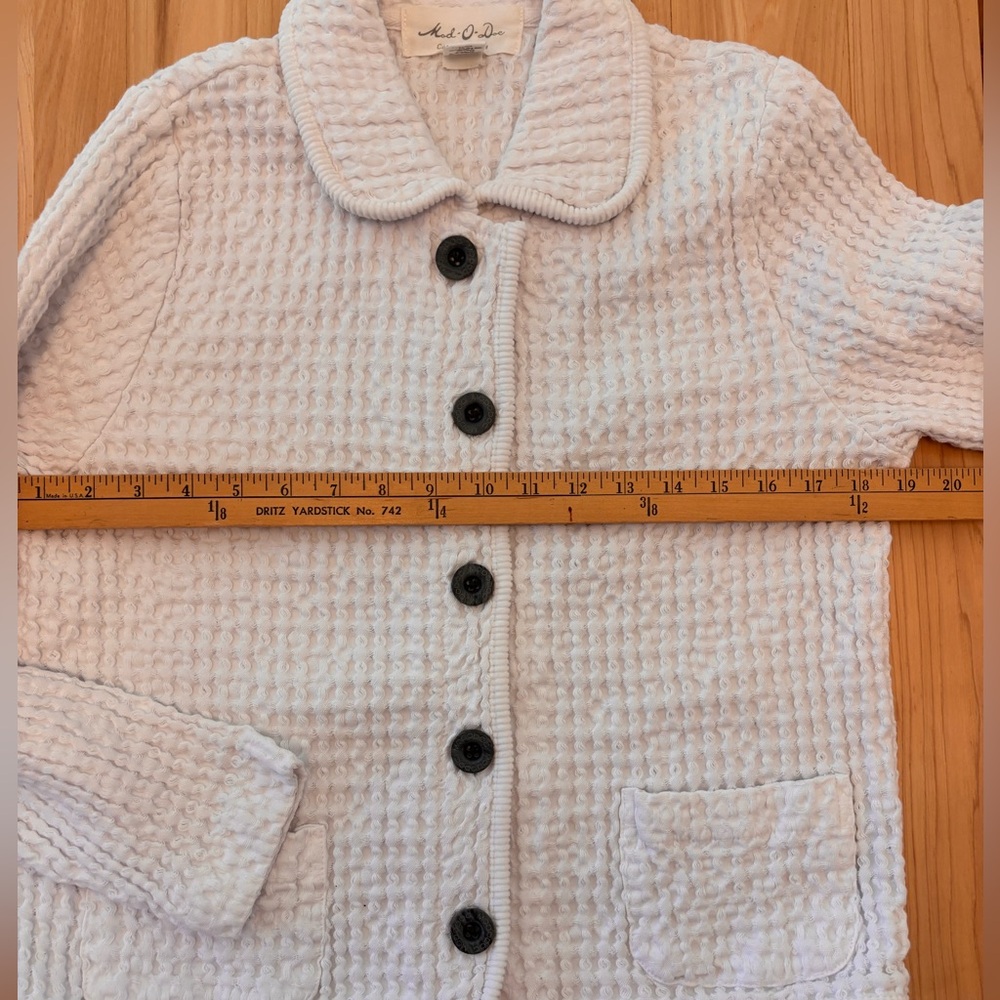 Mod-o-doc White/Cream Long Sleeve Front Button Textured Jacket - Medium - Picture 8 of 9